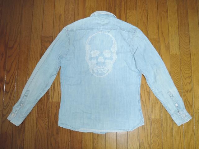 lucien pellat-finet ルシアンペラフィネ スカル デニムシャツ XS 長袖シャツ DENIM 刺繍ステッチ < ブランド  lucien pellat-finet ルシアンペラフィネ スカル デニムシャツ XS 長袖シャツ DENIM 刺繍ステッチ  < ブランドの