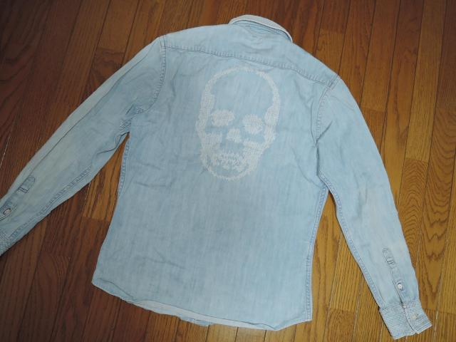 lucien pellat-finet ルシアンペラフィネ スカル デニムシャツ XS 長袖シャツ DENIM 刺繍ステッチ < ブランド  lucien pellat-finet ルシアンペラフィネ スカル デニムシャツ XS 長袖シャツ DENIM 刺繍ステッチ < ブランドの