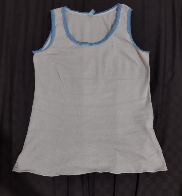 ベージュ 水色 ピコットレース 綿 タンクトップ made in USA < 女性ファッション  ベージュ 水色 ピコットレース 綿 タンクトップ made in USA  < 女性ファッションの