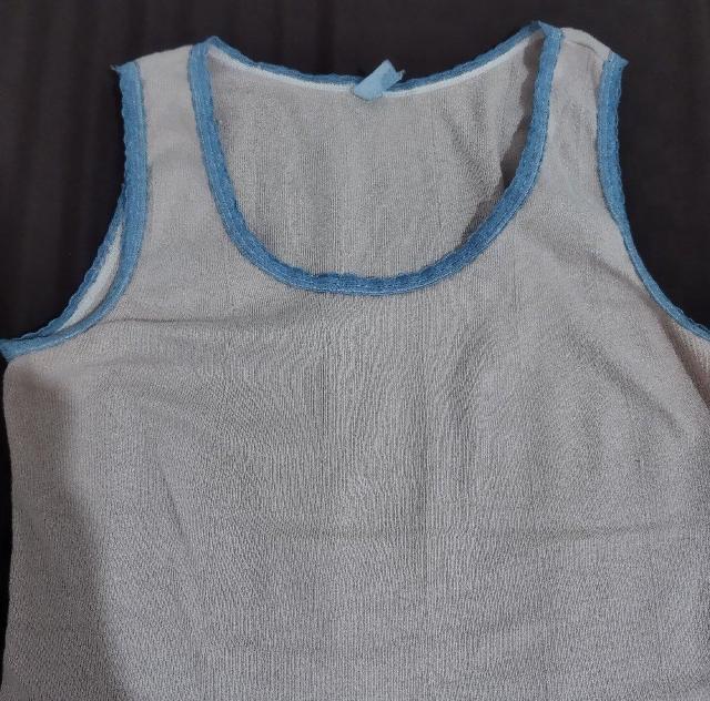 ベージュ 水色 ピコットレース 綿 タンクトップ made in USA < 女性ファッション  ベージュ 水色 ピコットレース 綿 タンクトップ made in USA < 女性ファッションの