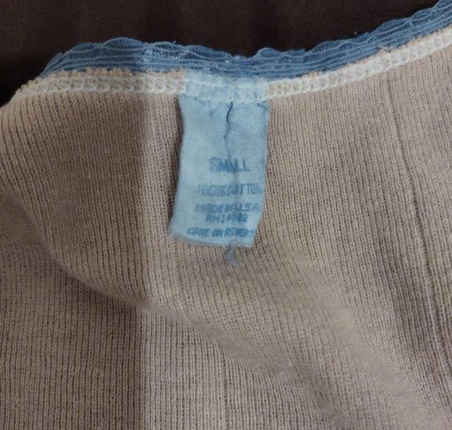 ベージュ 水色 ピコットレース 綿 タンクトップ made in USA < 女性ファッション  ベージュ 水色 ピコットレース 綿 タンクトップ made in USA < 女性ファッションの