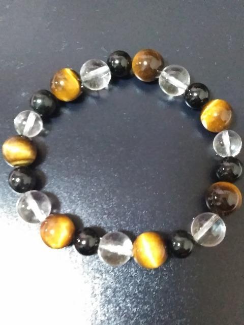 タイガーアイとブラックトルマリンとヒマラヤ水晶のブレスレット☆ < 女性アクセサリー/時計 タイガーアイとブラックトルマリンとヒマラヤ水晶のブレスレット☆ < 女性アクセサリー/時計の