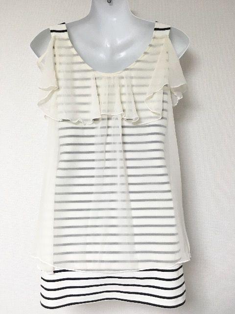 snidel白黒ボーダーシフォンオフショルフレアミニワンピース < ブランド snidel白黒ボーダーシフォンオフショルフレアミニワンピース < ブランドの