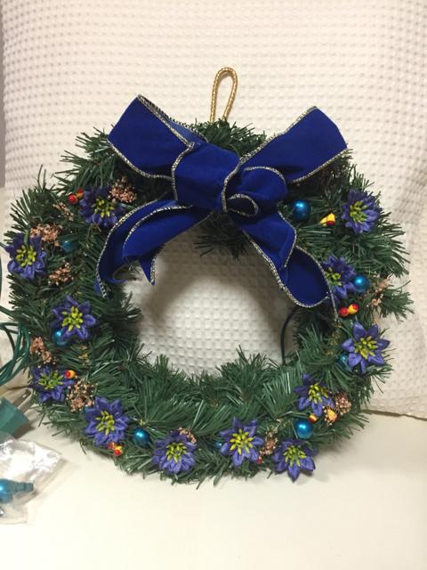 635.ブルー系クリスマスリース☆直径27センチ☆難有り < インテリア/ライフ  635.ブルー系クリスマスリース☆直径27センチ☆難有り  < インテリア/ライフの
