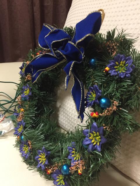 635.ブルー系クリスマスリース☆直径27センチ☆難有り < インテリア/ライフ  635.ブルー系クリスマスリース☆直径27センチ☆難有り < インテリア/ライフの