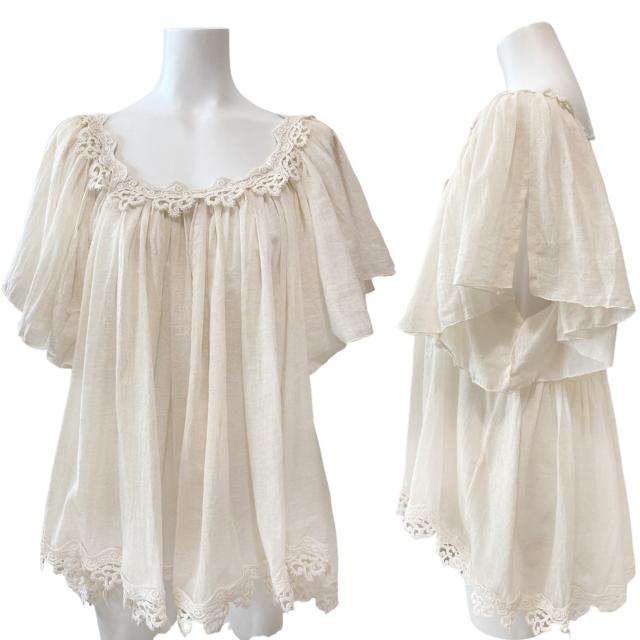 新品ペロトPerotoブルガリア製ふんわりブラウスキナリ#S < 女性ファッション 新品ペロトPerotoブルガリア製ふんわりブラウスキナリ#S < 女性ファッションの