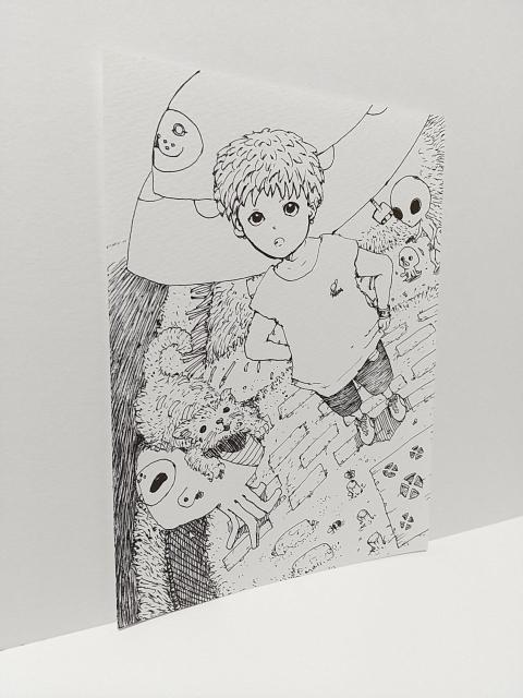 オリジナルイラスト 手描きイラスト UFO 宇宙人 少年ハンドメイド インテリア 絵 モノクロ アナログ アート 自作 原画 白黒 < アニメ/コミック/キャラクター  オリジナルイラスト 手描きイラスト UFO 宇宙人 少年ハンドメイド インテリア 絵 モノクロ アナログ アート 自作 原画 白黒 < アニメ/コミック/キャラクターの