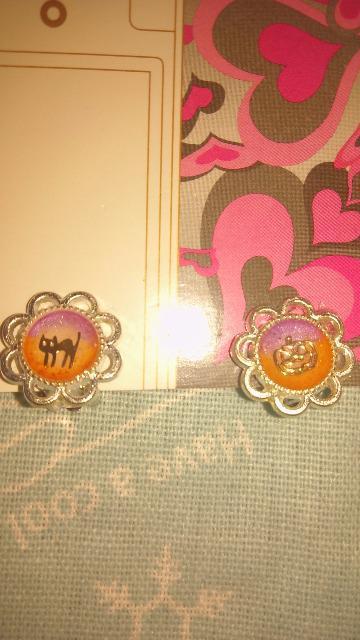 ハロウィン イヤリング レジン 猫 かぼちゃ 可愛い < 女性ファッション  ハロウィン イヤリング レジン 猫 かぼちゃ 可愛い < 女性ファッションの