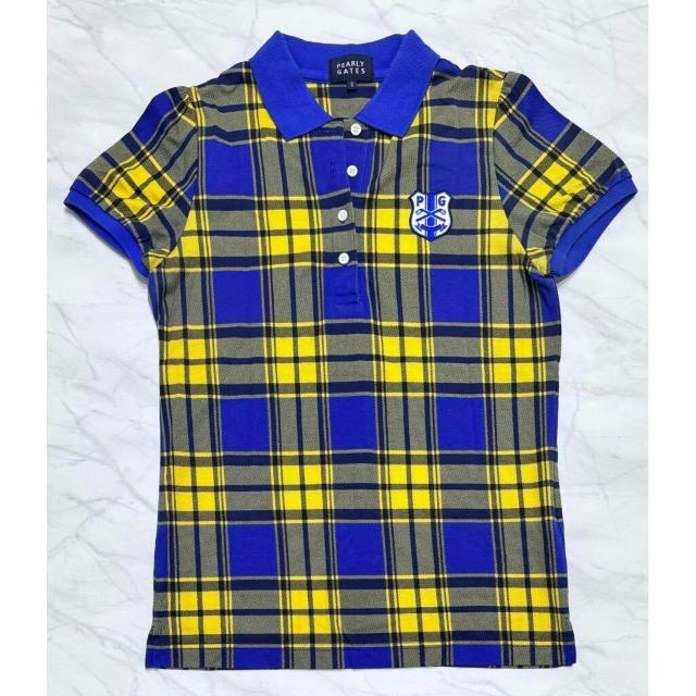 パーリーゲイツ タータンチェックポロシャツ青×黄色#0 < レジャー/スポーツ パーリーゲイツ タータンチェックポロシャツ青×黄色#0 < レジャー/スポーツの