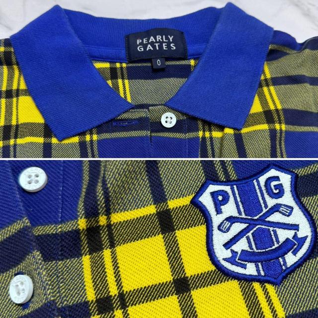 パーリーゲイツ タータンチェックポロシャツ青×黄色#0 < レジャー/スポーツ パーリーゲイツ タータンチェックポロシャツ青×黄色#0 < レジャー/スポーツの