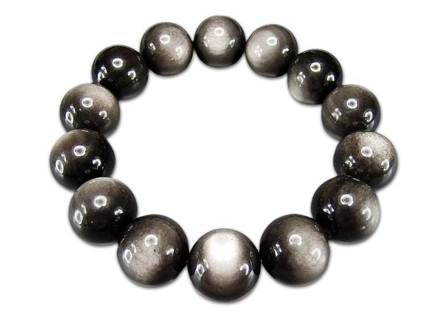 発色極上シルバーオブシディアン約16mm天然石数珠ブレスレット迫力満点 < 男性アクセサリー/時計  発色極上シルバーオブシディアン約16mm天然石数珠ブレスレット迫力満点  < 男性アクセサリー/時計の
