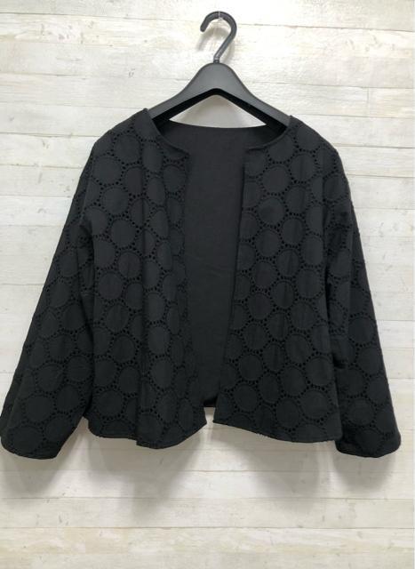 新品☆LL♪黒系♪サークルレース綿ノーカラージャケット♪リバーシブルQ283 < 女性ファッション  新品☆LL♪黒系♪サークルレース綿ノーカラージャケット♪リバーシブルQ283 < 女性ファッションの