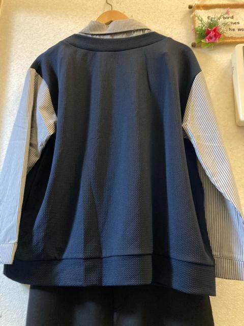 3L未使用紺×紺ストライプ異素材カットソー < 男性ファッション  3L未使用紺×紺ストライプ異素材カットソー < 男性ファッションの