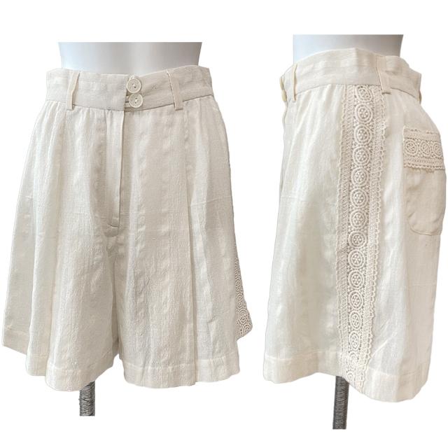 新品Peroto ブルガリア製レースがお洒落ショートパンツ白# < 女性ファッション 新品Peroto ブルガリア製レースがお洒落ショートパンツ白# < 女性ファッションの