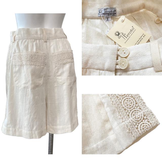 新品Peroto ブルガリア製レースがお洒落ショートパンツ白# < 女性ファッション 新品Peroto ブルガリア製レースがお洒落ショートパンツ白# < 女性ファッションの