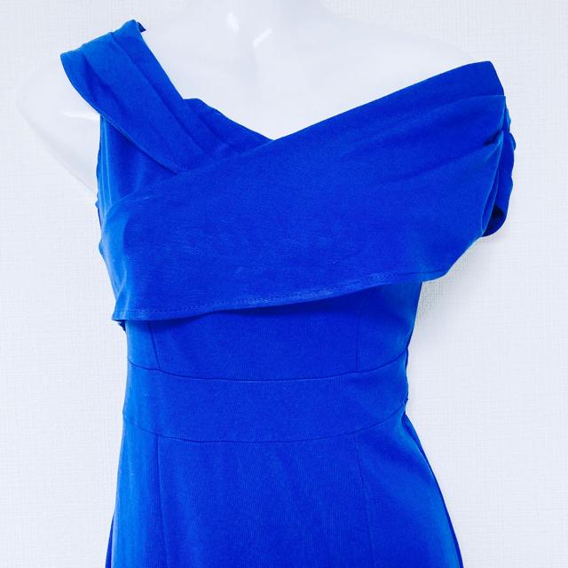 ブルー青アシメオフショルタイトドレスワンピースワンショルダー < 女性ファッション ブルー青アシメオフショルタイトドレスワンピースワンショルダー < 女性ファッションの