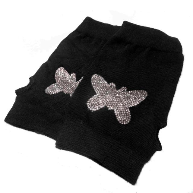 ラインストーン 蝶々 ワッペン グローブ 指ナシ 指なし 手袋 クリア < 女性ファッション ラインストーン 蝶々 ワッペン グローブ 指ナシ 指なし 手袋 クリア < 女性ファッションの