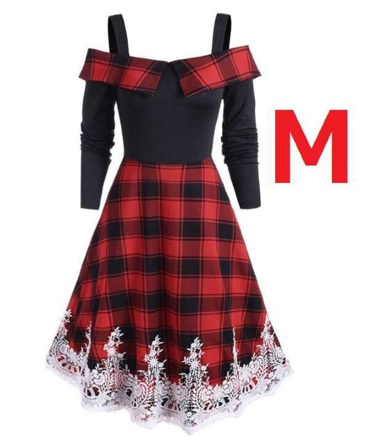 新品 Mサイズ 可愛いチェック柄マキシドレスワンピース < 女性ファッション  新品 Mサイズ 可愛いチェック柄マキシドレスワンピース  < 女性ファッションの