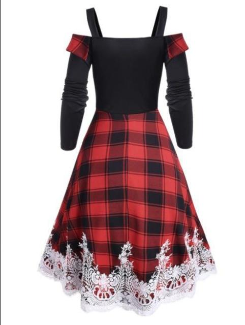 新品 Mサイズ 可愛いチェック柄マキシドレスワンピース < 女性ファッション  新品 Mサイズ 可愛いチェック柄マキシドレスワンピース < 女性ファッションの