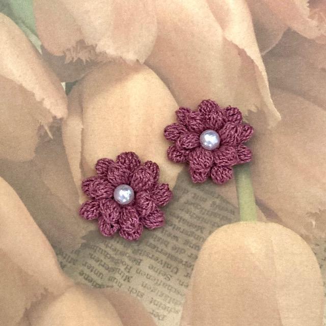 ハンドメイド♪レース編み かぎ針編み お花モチーフ2個セット < 女性ファッション  ハンドメイド♪レース編み かぎ針編み お花モチーフ2個セット  < 女性ファッションの