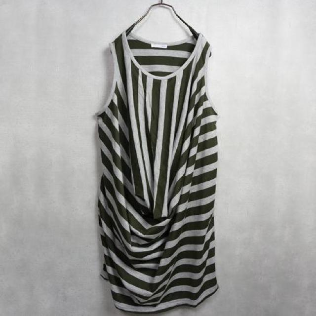 新品 立体変形 ドレープタンクトップ ロング丈 ボーダー < 女性ファッション 新品 立体変形 ドレープタンクトップ ロング丈 ボーダー < 女性ファッションの