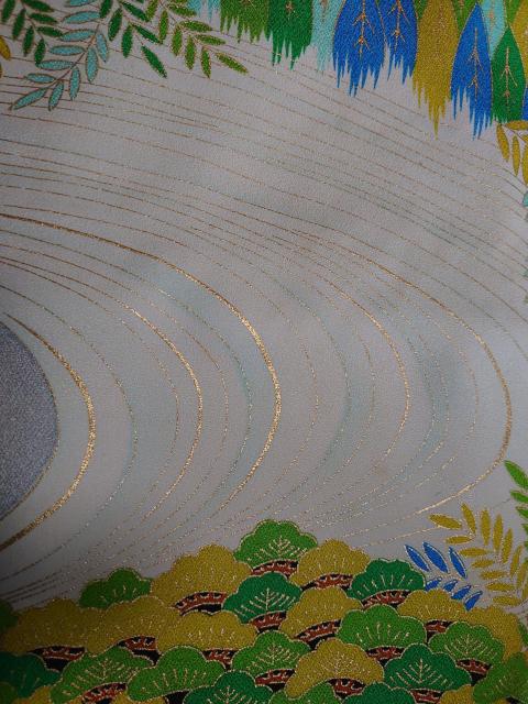 §USED、振袖、流水草花文、駒刺繍、暈し染め、金彩 < 女性ファッション  §USED、振袖、流水草花文、駒刺繍、暈し染め、金彩 < 女性ファッションの