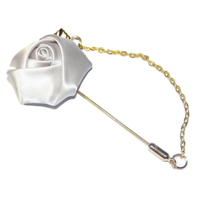 送料無料 バラ 薔薇 チェーン付き ラペルピン コサージュ グレー色 ローズ < 男性アクセサリー/時計  送料無料 バラ 薔薇 チェーン付き ラペルピン コサージュ グレー色 ローズ < 男性アクセサリー/時計の