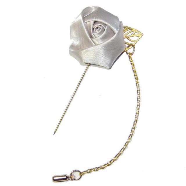 送料無料 バラ 薔薇 チェーン付き ラペルピン コサージュ グレー色 ローズ < 男性アクセサリー/時計  送料無料 バラ 薔薇 チェーン付き ラペルピン コサージュ グレー色 ローズ < 男性アクセサリー/時計の