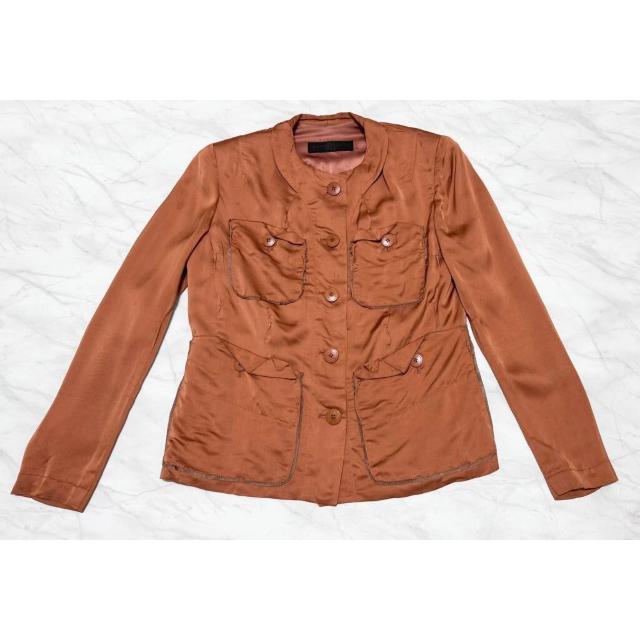 ダナキャランDONNAKARANサテンジャケット茶#40 < ブランド  ダナキャランDONNAKARANサテンジャケット茶#40  < ブランドの