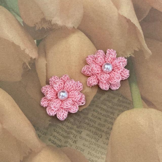 ハンドメイド♪レース編み かぎ針編み お花モチーフ2個セット < 女性ファッション  ハンドメイド♪レース編み かぎ針編み お花モチーフ2個セット  < 女性ファッションの