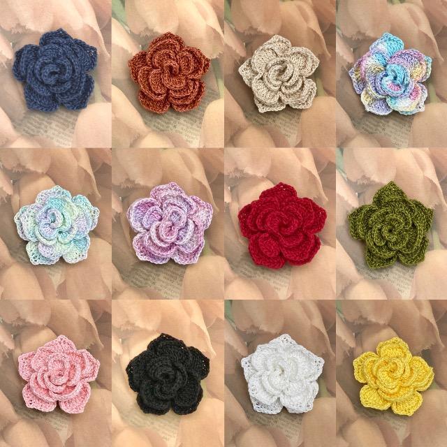 ハンドメイド レース編み バラモチーフのお花ブローチ < 女性ファッション  ハンドメイド レース編み バラモチーフのお花ブローチ < 女性ファッションの