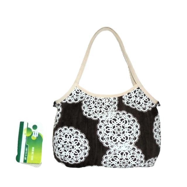 【マチなしグラニーバッグ】【Dカン付きショルダー対応】◆白ドイリーレース×茶地 < 女性ファッション 【マチなしグラニーバッグ】【Dカン付きショルダー対応】◆白ドイリーレース×茶地 < 女性ファッションの