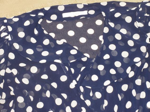 ドット模様*シフォントップス*カーディガン(ダークネイビー) < 女性ファッション  ドット模様*シフォントップス*カーディガン(ダークネイビー) < 女性ファッションの