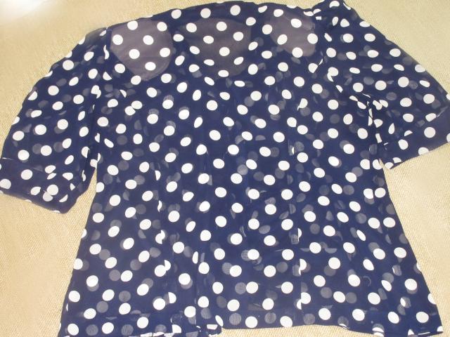 ドット模様*シフォントップス*カーディガン(ダークネイビー) < 女性ファッション  ドット模様*シフォントップス*カーディガン(ダークネイビー) < 女性ファッションの