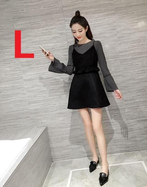 新品 L サイズ お嬢様系ラッパ袖トップス+ワンピース セットアップ < 女性ファッション  新品 L サイズ お嬢様系ラッパ袖トップス+ワンピース セットアップ  < 女性ファッションの