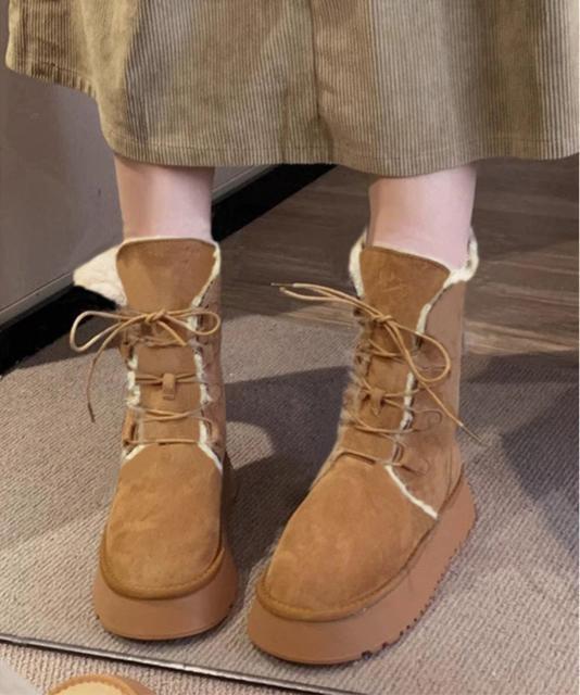 送料無料 新品 ボアムートンブーツ裏起毛 厚底ブーツ冬靴 < 女性ファッション 送料無料 新品 ボアムートンブーツ裏起毛 厚底ブーツ冬靴 < 女性ファッションの