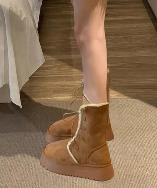 送料無料 新品 ボアムートンブーツ裏起毛 厚底ブーツ冬靴 < 女性ファッション 送料無料 新品 ボアムートンブーツ裏起毛 厚底ブーツ冬靴 < 女性ファッションの