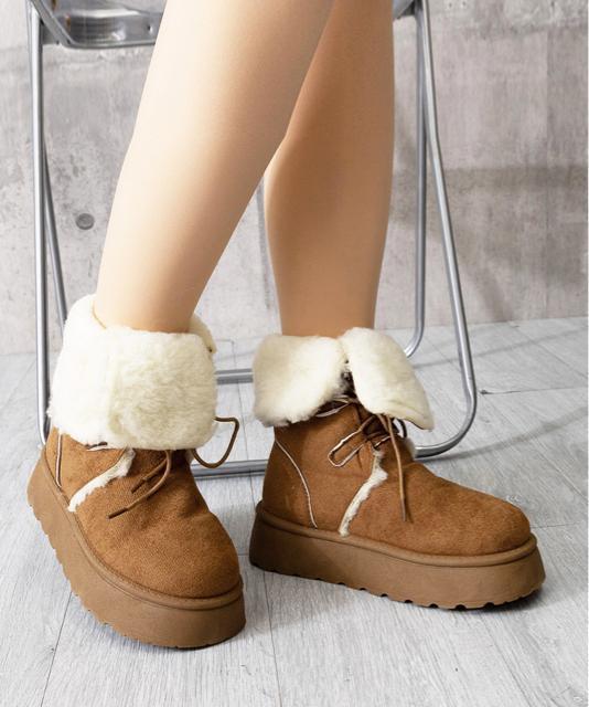 送料無料 新品 ボアムートンブーツ裏起毛 厚底ブーツ冬靴 < 女性ファッション 送料無料 新品 ボアムートンブーツ裏起毛 厚底ブーツ冬靴 < 女性ファッションの