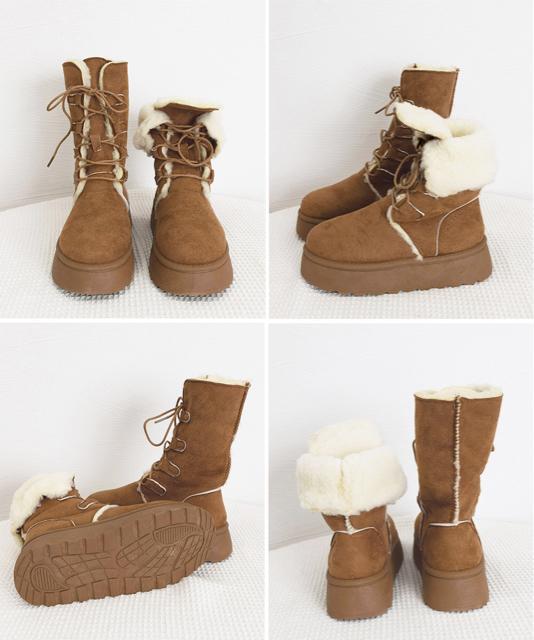 送料無料 新品 ボアムートンブーツ裏起毛 厚底ブーツ冬靴 < 女性ファッション 送料無料 新品 ボアムートンブーツ裏起毛 厚底ブーツ冬靴 < 女性ファッションの