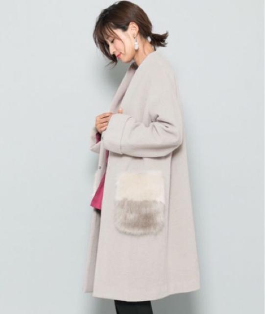 定価10,890円●URBAN RESEARCHアーバンリサーチ●ファーポケットコート●ベージュ●ノーカラーコート < ブランド  定価10,890円●URBAN RESEARCHアーバンリサーチ●ファーポケットコート●ベージュ●ノーカラーコート < ブランドの