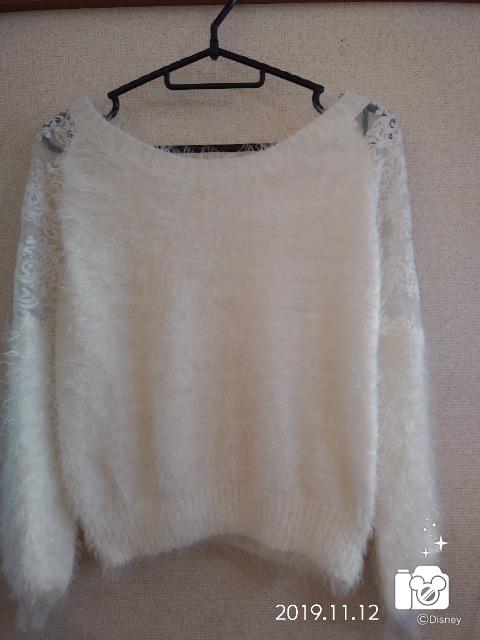 白セーター♪肩レース < 女性ファッション  白セーター♪肩レース < 女性ファッションの