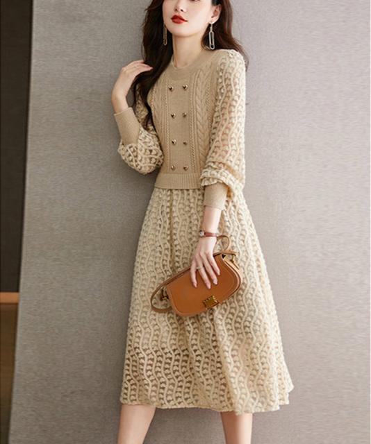 送料無料 新品 ニットワンピース ランタンスリーブ 上品 < 女性ファッション  送料無料 新品 ニットワンピース ランタンスリーブ 上品 < 女性ファッションの