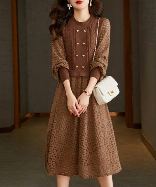 送料無料 新品 ニットワンピース ランタンスリーブ 上品 < 女性ファッション  送料無料 新品 ニットワンピース ランタンスリーブ 上品 < 女性ファッションの