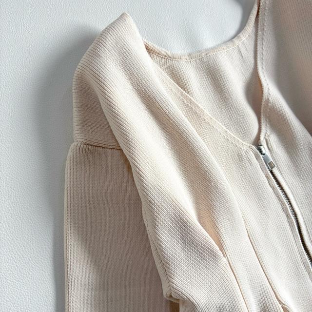 ◆極美品◆ダブルジップ肉厚ニットジャケット◆カーディガン◆アイボリー◆白◆F < 女性ファッション  ◆極美品◆ダブルジップ肉厚ニットジャケット◆カーディガン◆アイボリー◆白◆F < 女性ファッションの