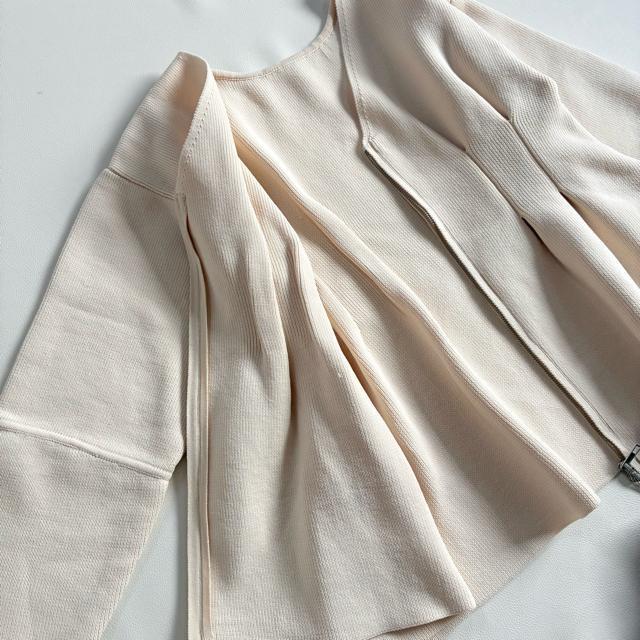 ◆極美品◆ダブルジップ肉厚ニットジャケット◆カーディガン◆アイボリー◆白◆F < 女性ファッション  ◆極美品◆ダブルジップ肉厚ニットジャケット◆カーディガン◆アイボリー◆白◆F < 女性ファッションの