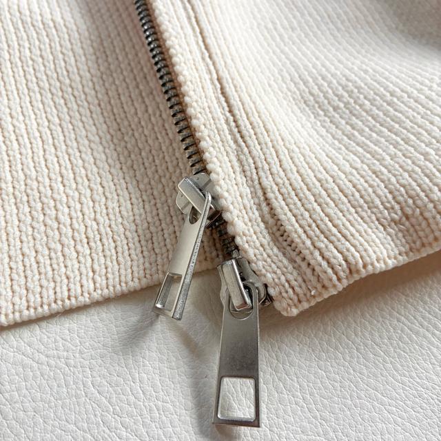 ◆極美品◆ダブルジップ肉厚ニットジャケット◆カーディガン◆アイボリー◆白◆F < 女性ファッション  ◆極美品◆ダブルジップ肉厚ニットジャケット◆カーディガン◆アイボリー◆白◆F < 女性ファッションの