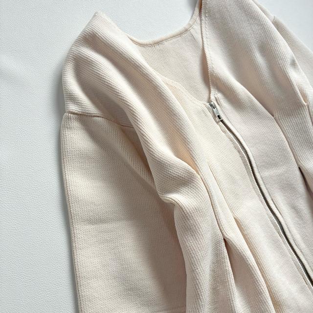 ◆極美品◆ダブルジップ肉厚ニットジャケット◆カーディガン◆アイボリー◆白◆F < 女性ファッション  ◆極美品◆ダブルジップ肉厚ニットジャケット◆カーディガン◆アイボリー◆白◆F < 女性ファッションの
