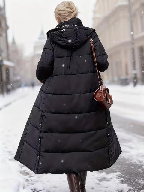 レディース冬用ロングコートフロントジッパーサイドポケット付普段使い防寒具アウター < 女性ファッション レディース冬用ロングコートフロントジッパーサイドポケット付普段使い防寒具アウター < 女性ファッションの