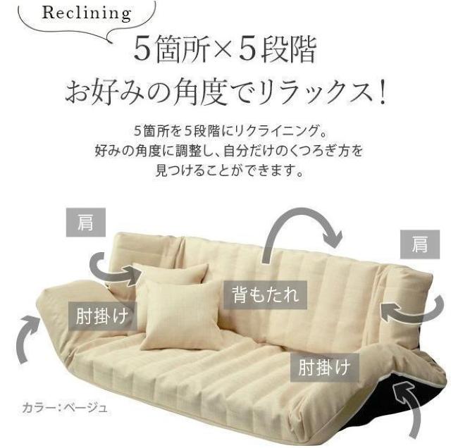 低反発マルチリクライニングソファー 肘までマルチに変形 < インテリア/ライフ  低反発マルチリクライニングソファー 肘までマルチに変形 < インテリア/ライフの
