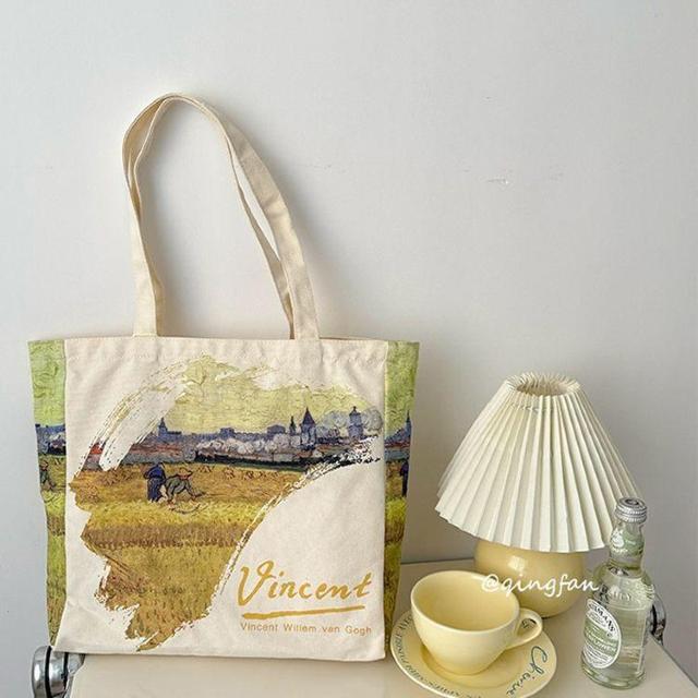 バッグ 鞄 ゴッホ キャンバス トートバッグ 芸術 プリント オーヴェルの平原 < 女性ファッション  バッグ 鞄 ゴッホ キャンバス トートバッグ 芸術 プリント オーヴェルの平原  < 女性ファッションの